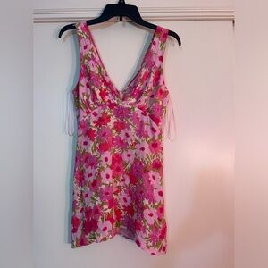 Vibrant, flowery dress.